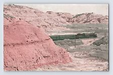 Postcard North Dakota Bad Lands ND Northern Pacfic Coast Railroad Train 1910s picture