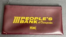Peoples Bank of Chesapeake VA Bank Money Bag 1967 - 1986 Zipper Maroon Vintage picture