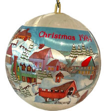 Vintage Hallmark 1984 Snowy Village Satin Ball Christmas Ornament picture