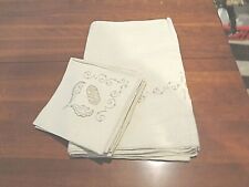 Antique Linen Tablecloth with 8 matching Napkins 16