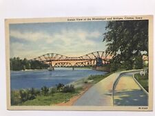 1940 Mississippi And Bridges Clinton Iowa Postcard picture