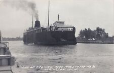 SHIP early c.1940s RPPC PMRR & C&O Era CITY OF SAGINAW 31 INBOUND at Ludington picture
