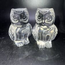 2 Owl Crystal Figurine Princess House Clear 3.5