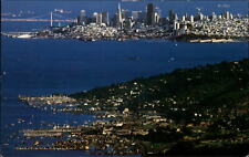 Sausalito California in foreground ~ San Francisco skyline ~ aerial ~ postcard picture