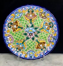 Vtg Mexican Talavera Folk Art Hand Painted Pottery Signed Wall Hanging Plate picture