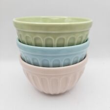 Starbucks Set Of 3 Ribbed Ice Cream Bowls 12 Ounces Blue Pink Green 2007 picture