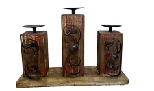 Mexico Rustic Hand Crafted Wooden 3 Tier Large Candle Holder picture