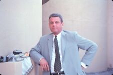 1967 Handsome Older Man Business Suit Portrait Posture 60s Vintage 35mm Slide picture
