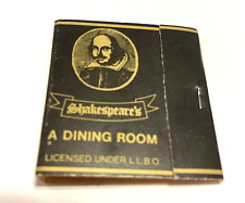 Vintage Matchbook Collectible Ephemera SHAKES'PEARE'S 