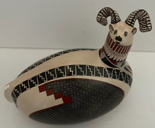 Mata Ortiz Pottery Effigy Long Horned Sheep Ram Jerardo Tena Master Potter Art picture