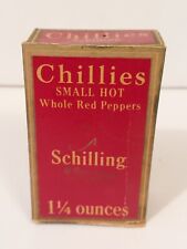 Schilling Brand Vintage 1930s Chillies Small Hot Whole Red Peppers Spice Box picture