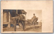 Postcard RPPC c1910s Inscribed Everett Ontario Man Sitting in Horse Carriage picture