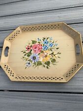 Vintage Nashco Hand Painted Metal Tole Tray Floral 20