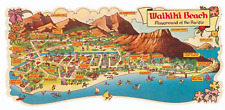 Vintage Hawaii postcard- Waikiki Beach Oversize card-  picture