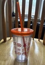 Dunkin Donuts Holiday Acrylic Tumbler Cup Orange Pink Vintage ? picture