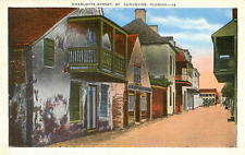 Charlotte Street St. Augustine Florida Vintage Unposted Linen Postcard picture