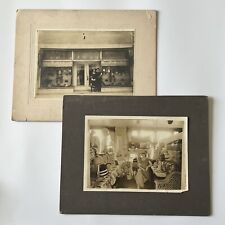Antique Cabinet Card Photograph Beautiful Woman Hat Store Street New York NY picture