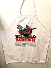 New Orleans White Cotton Apron With Cajun Blackened Redfish Recipe 33 Inch Long picture