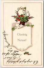 VINTAGE POSTCARD HAPPY NEW YEAR GREETINGS MAILED FROM OARBEK DENMARK 1917 picture