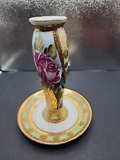 Gold Trimmed Hat Pin Holder by KPM - Rose Painted Hat Pin Holder - Antique  picture