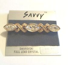 Signed SAL Swarovski Full Lead Crystal SAVVY Gold Plated Brooch Pin  277 picture