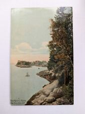 Southport ME-Maine, View From Pine Cliff, Vintage Souvenir Postcard w/Sailboat  picture