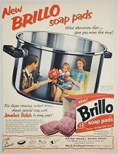 1958 Print Ad Brillo Soap Pads Shiny Aluminum Pot Reflection of Family picture