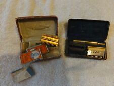 Vintage Antique Safety Razor Lot Shaving Blades Gillette Gold Marlin Valet picture