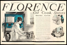 Orig Antique 1919 FLORENCE OIL COOK STOVES Kitchen Appliance 2-Page Vtg PRINT AD picture