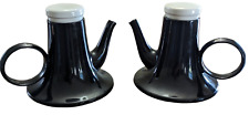 Black Tea Pot SET Made in Italy PAIR of 2 SIGNED 1960s MCM Spaceship Retro Art picture