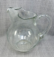 Hand Blown Ball Pitcher 8” Kool-Aid Style Ice Tea Lip Clear Glass Vintage picture
