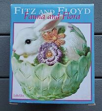 Fitz and Floyd Fauna And Flora Bunny Dish with Lid Trinket Candy Box Bowl 2003  picture