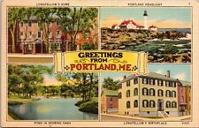 Postcard~Greetings From Portland Maine~Multiview~Posted 1938 picture