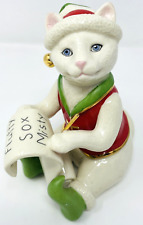 Lenox Santa's Kitty Elf  Porcelain Figurine White Christmas Cat Blue Eyes picture