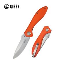 Kubey Ruckus Folding Knife Orange G10 Handle AUS-10 Plain Edge Bead Blast KU314H picture