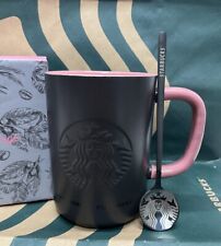 New Starbucks + Blackpink Co-branded Cup Cool Black Pink Coffee Mug + Spoon Gift picture