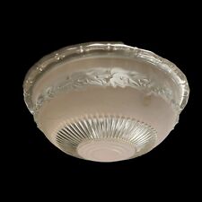 VINTAGE CEILING LIGHT LAMP SHADE GLOBE 3 Hole Floral Pink Frosted Glass #175 picture