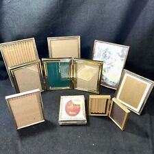 Lot of 9 VTG Brass Gold Tone Metal Picture Frames 5x7, 3.5x5 MCM Hinged picture
