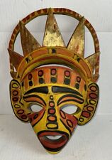 Vintage African Tribal Painted Carved Wood Folk Art Mask Sculpture 17”t x 12” picture