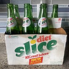 Vtg. Diet Slice Green Bottle 16 oz. Deposit Bottle Lot Of 7 Plus Original Carton picture