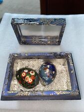 Vintage Lot of 2 Paper Mache Easter Eggs 3.25 in. Gift Boxed picture