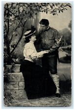 1908 Couple Soldier Romance Adams Minnesota MN Posted Antique Postcard picture