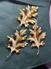Vintage Homco Lot of 3 Brass Metal Leaves Leaf Wall Art Set Home Interiors  picture
