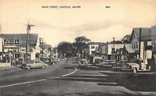 Lincoln ME Main Street Bailey Drugs Storefronts Old Cars Postcard picture