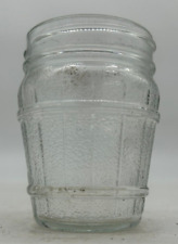 Small vintage clear textured glass tapered barrel jar picture