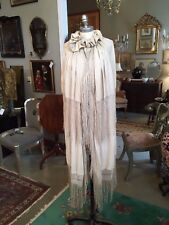 Circa 1860 American Silk Fringed Evening Shawl with Mother of Pearl Clasp Latch  picture