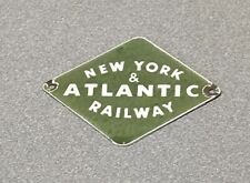 VINTAGE ATLANTIC NEW YORK RAILWAY RAILROAD PORCELAIN SIGN CAR GAS AUTO OIL picture