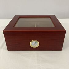 MANTELLO Cigars Humidor Royal Glass Top Cedar Lined Cigar Box Up To 50 Cigars picture