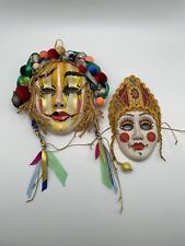 Two Unique Colorful  Russian Porcelain Masks With Authentic Chin Marking picture
