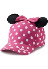 Disney Cute Minnie Mouse Polk Dot Baseball Hat, Cap With Bow & Ears. Ages 2-7  picture